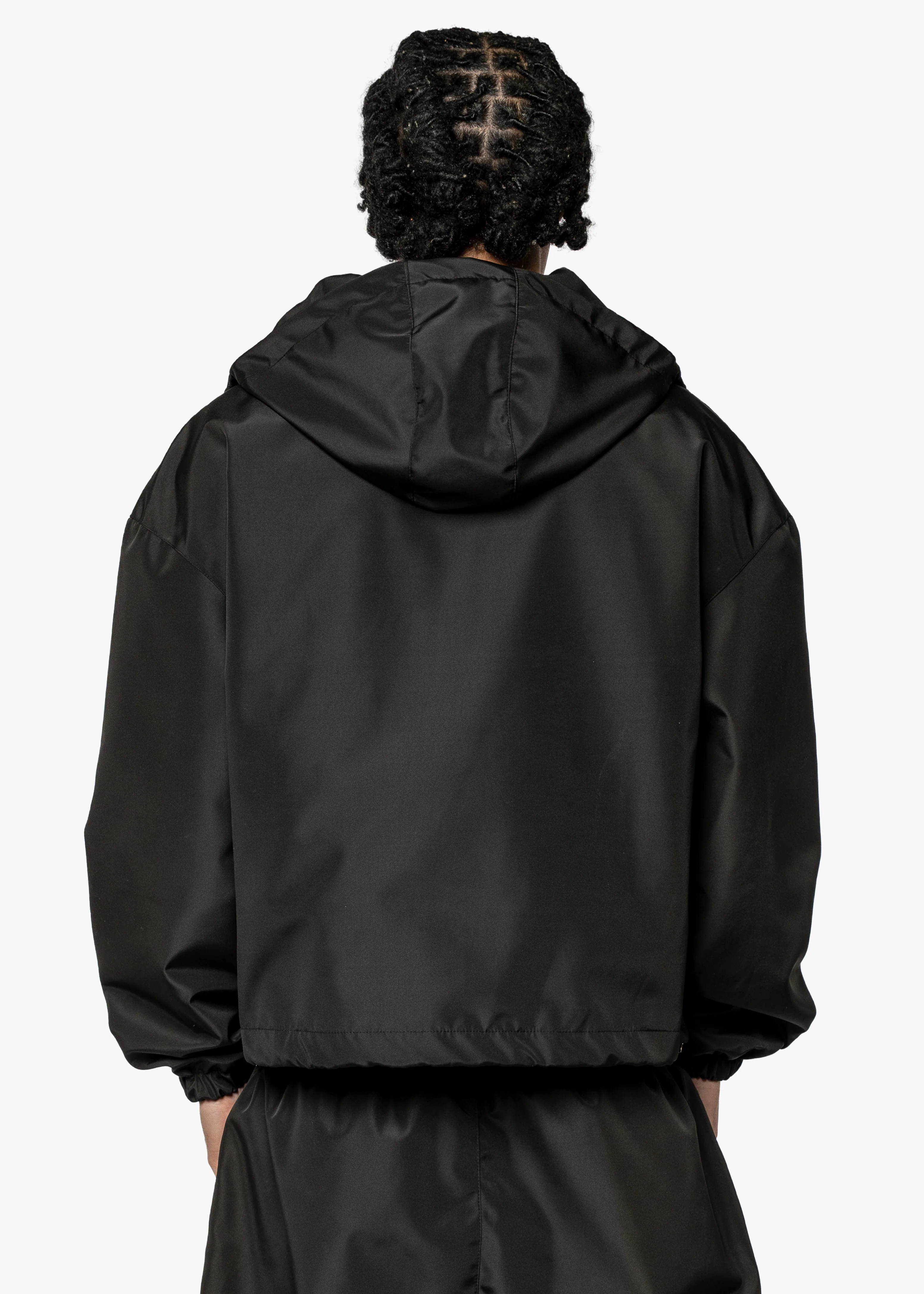 BMS BLACK ON BLACK NYLON ZIP HOODIE - Image 3