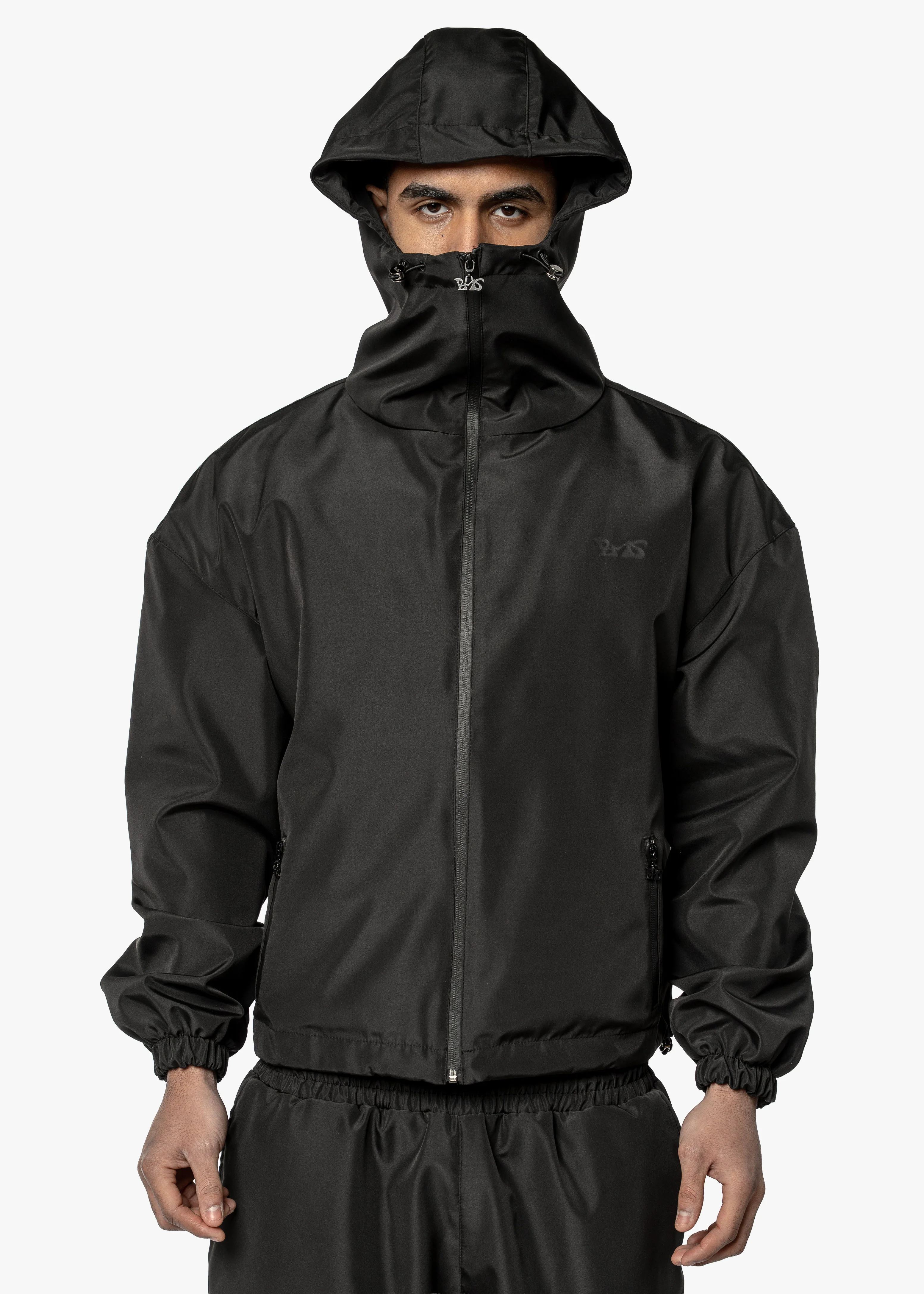 BMS BLACK ON BLACK NYLON ZIP HOODIE - Image 4