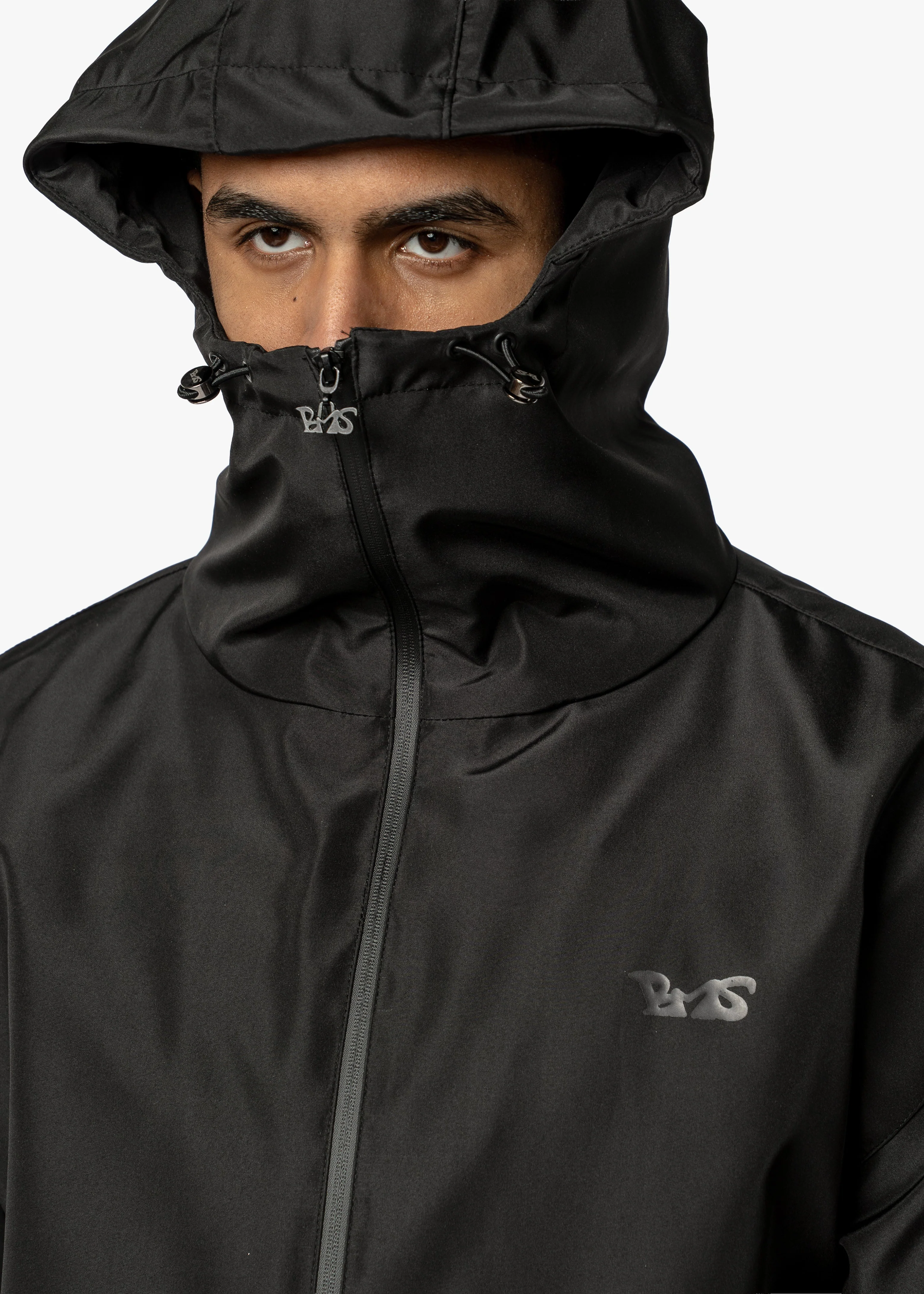 BMS BLACK ON BLACK NYLON ZIP HOODIE - Image 5