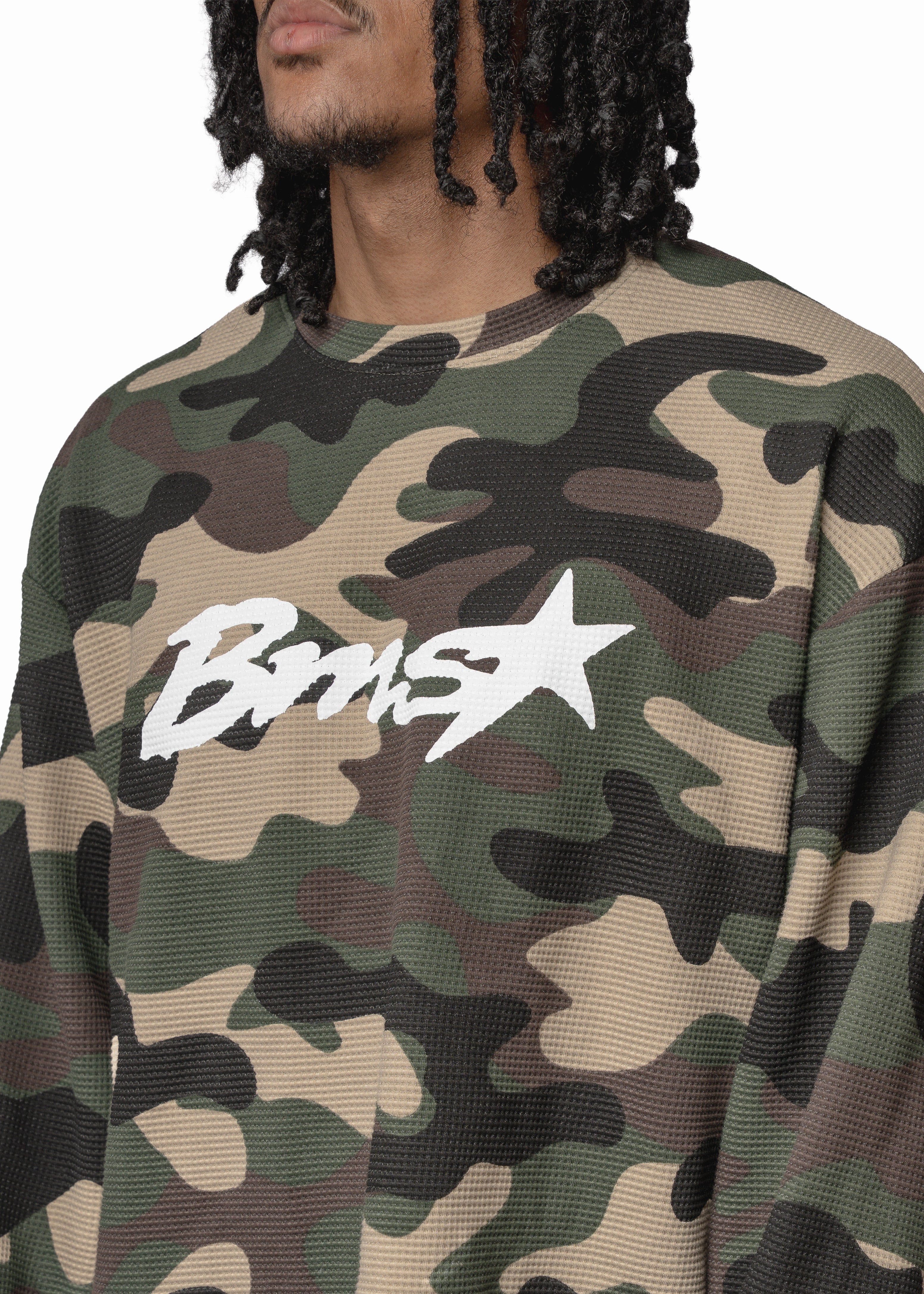 BMS WAFFLE CAMO GREEN LONGSLEVEE - Image 4